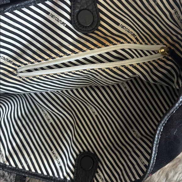 Y2K Juicy Couture Vintage Black Velour Tote Bag Pammy Purse - Picture 7 of 11